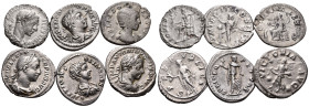 ROMAN IMPERIAL. Circa 3rd century, 198-218. (Silver, 16.25 g). Lot of six (6) Roman Severan denarii of Severus Alexander, Elagabalus, Julia Soaemias a...