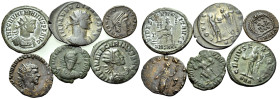 ROMAN IMPERIAL. Circa 3rd-4th century. (Bronze, 17.00 g). Lot of six (6) Roman imperial bronze and billon coins, varied patination and surfaces, mostl...