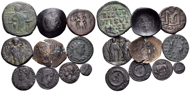 LATE ROMAN AND BYZANTINE. 4th-13th century. (Bronze, 47.15 g, 1 h). Large lot of...