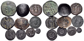 LATE ROMAN AND BYZANTINE. 4th-13th century. (Bronze, 47.15 g, 1 h). Large lot of ten late Roman and Byzantine bronze coins, varied patination and surf...