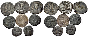 BYZANTINE. Circa 6th-11th century. (Bronze, 62.00 g). Large lot of eight (8) Byzantine bronzes, most with old collector's tickets with identifying inf...