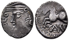 GAUL, Central Gaul. Sequani. Circa 70-40 BC. Quinarius (Silver, 14 mm, 1.95 g, 6 h), Q. Doci and Salf... (?).. Q•DO[CI] Celticized head of Roma to lef...