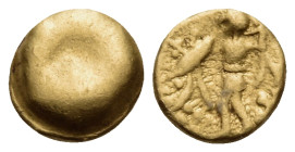CENTRAL EUROPE, Boii. 2nd-1st century BC. 1/24 Stater (Gold, 5 mm, 0.35 g), Athena-Alkis type. Blank convex surface. Rev. Athena Alkedimos advancing l...