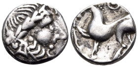 EASTERN CELTS. Imitations of Philip II of Macedon, circa 2nd-1st centuries BC. Drachm (Silver, 13.5 mm, 2.15 g, 9 h), 'Kugelwange' type. Laureate head...