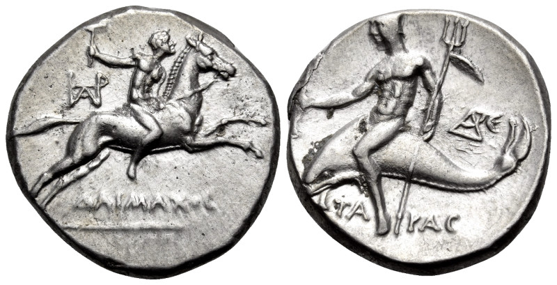 CALABRIA. Tarentum. Circa 240-228 BC. Nomos (Silver, 20.5 mm, 6.48 g, 2 h), stru...