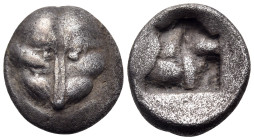 CIMMERIAN BOSPOROS. Pantikapaion. Circa 480-470 BC. Tetrobol (Silver, 14 mm, 2.85 g). Facing head of lion. Rev. Quadripartite incuse square. HGC 7, -....