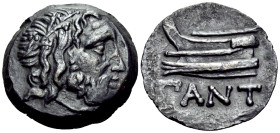 CIMMERIAN BOSPOROS. Pantikapaion. Circa 250-200 BC. (Bronze, 22 mm, 6.27 g, 12 h). Diademed head of Poseidon to right. Rev. ΠΑΝΤΙ Prow of galley to le...