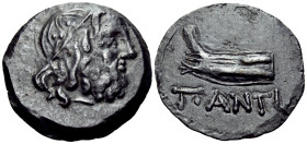 CIMMERIAN BOSPOROS. Pantikapaion. Circa 250-200 BC. (Bronze, 25 mm, 6.17 g, 1 h). Diademed head of Poseidon to right. Rev. ΠΑΝΤΙ Prow of galley to lef...