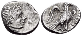 CIMMERIAN BOSPOROS. Pantikapaion. Circa 200-150 BC. Drachm (Silver, 16 mm, 3.58 g, 11 h). Laureate head of Apollo to right. Rev. ΠΑΝ Eagle with wings ...