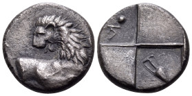 THRACE. Chersonesos. Circa 386-338 BC. Hemidrachm (Silver, 13 mm, 2.17 g, 3 h). Lion forepart to right, head turned back to left. Rev. Quadripartite i...