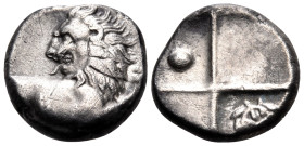 THRACE. Chersonesos. Circa 386-338 BC. Hemidrachm (Silver, 12.5 mm, 2.27 g, 3 h). Lion forepart to right, head turned back to left. Rev. Quadripartite...