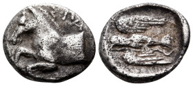 KINGS OF THRACE. Sparadokos, circa 464-444 BC. Diobol (Silver, 11 mm, 1.27 g, 6 h). ΣΠΑ Forepart of a horse to left; border of dots. Rev. Eagle flying...