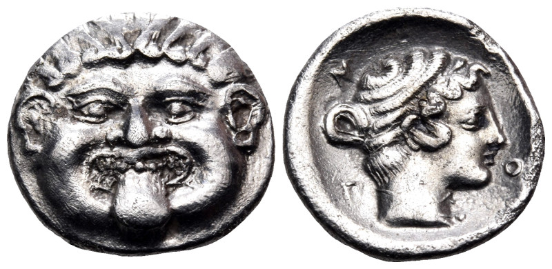 MACEDON. Neapolis. Circa 424-350 BC. Hemidrachm (Silver, 13.5 mm, 1.75 g, 4 h). ...
