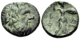 KINGS OF MACEDON. Philip V, 221-179 BC. (Bronze, 16.5 mm, 4.02 g, 2 h). Laureate head of Zeus to right. Rev. B-A / Φ Athena Alkidemos advancing to rig...