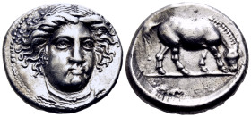 THESSALY. Larissa. Circa 400-370 BC. Drachm (Silver, 18 mm, 6.05 g, 6 h). Head of the nymph Larissa facing slightly to right, wearing plain necklace. ...