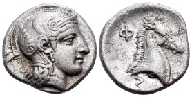 THESSALY. Pharsalos. mid-late 5th century BC. Hemidrachm (Silver, 15 mm, 2.92 g, 3 h), signed by the engraver Telephantos, with his initials on the ob...