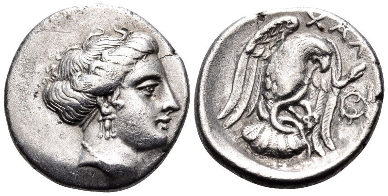 EUBOIA. Chalkis. Circa 290-273/1 BC. Drachm (Silver, 18 mm, 3.50 g, 10 h). Head ...