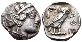 ATTICA. Athens. Circa 454-404 BC. Tetradrachm (Silver, 24 mm, 17.11 g, 8 h). Head of Athena to right, wearing crested Attic helmet adorned with three ...