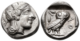 ATTICA. Athens. Circa 454-404 BC. Drachm (Silver, 15 mm, 4.17 g, 9 h). Head of Athena to right, wearing a crested Attic helmet, ornamented with three ...