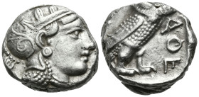 ATTICA. Athens. Circa 393-294 BC. Tetradrachm (Silver, 21 mm, 17.15 g, 10 h). Head of Athena with profile eye to right, wearing crested Attic helmet a...