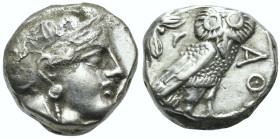 ATTICA. Athens. Circa 393-294 BC. Tetradrachm (Silver, 21 mm, 16.80 g, 8 h). Head of Athena with profile eye to right, wearing crested Attic helmet ad...
