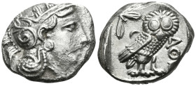 ATTICA. Athens. Circa 393-294 BC. Tetradrachm (Silver, 25.5 mm, 16.95 g, 8 h). Head of Athena with profile eye to right, wearing crested Attic helmet ...