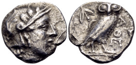 ATTICA. Athens. third century BC. Drachm (Silver, 16 mm, 3.66 g, 12 h). Head of Athena to right, wearing crested Attic helmet ornamented with palmette...