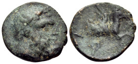CORINTHIA. Corinth. Circa 223-196 BC. (Bronze, 13 mm, 1.19 g, 6 h). Bearded head of Herakles to right, wearing wreath. Rev. Forepart of Pegasos to rig...