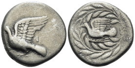 SIKYONIA. Sikyon. Circa 340-335 BC. Drachm (Silver, 18.5 mm, 5.34 g, 3 h). [Σ]-Ι Dove alighting to left. Rev. Dove flying to left; above tail, E; all ...