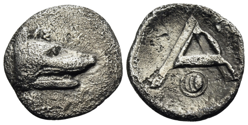 ARGOLIS. Argos. Circa 320s-270 BC. Obol (Silver, 12 mm, 0.72 g, 6 h). Head of wo...