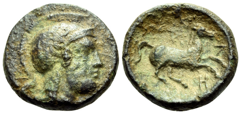 ARKADIA. Kleitor. Circa 370-350 BC. (Bronze, 13 mm, 2.15 g, 10 h). Helmeted head...