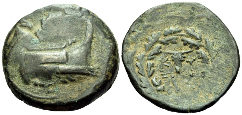 MYSIA. Kyzikos. 3rd century BC. (Bronze, 27 mm, 13.53 g, 11 h). Prow of galley t...