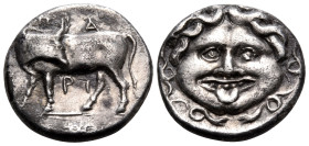 MYSIA. Parion. Circa 4th century BC. Hemidrachm (Silver, 13 mm, 2.17 g, 2 h). ΠA / PI Cow standing to left, head turned back to right; in exergue, unc...