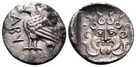 TROAS. Abydos. Circa 480-450 BC. Obol (Silver, 11.5 mm, 0.72 g, 3 h). ABY Eagle with closed wings standing to left. Rev. Gorgonieon facing, with protr...