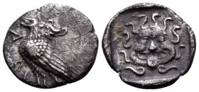 TROAS. Abydos. Circa 480-450 BC. Drachm (Silver, 11 mm, 0.68 g, 6 h). ABY Eagle with closed wings standing to left; in field to right, kylix. Rev. Gor...