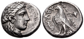 TROAS. Abydos. Circa 375-350 BC. Drachm (Silver, 14 mm, 2.42 g, 7 h). Laureate head of Apollo to right. Rev. ABY / HΦΑΙΣΤΟΛΕΩ[Σ] Eagle with closed win...