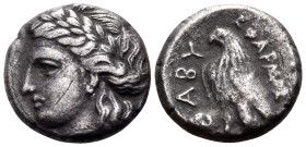 TROAS. Abydos. Circa 350-325 BC. (Silver, 13 mm, 2.31 g, 3 h), struck under the magistrate Epharmostos. Laureate head of Apollo to left. Rev. ABY / EΦ...