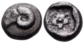 TROAS. Kebren. 5th century BC. Hemidrachm (Silver, 10 mm, 1.84 g, 5 h). Head of ram to left. Rev. Head of facing gorgoneion; all within incuse square....