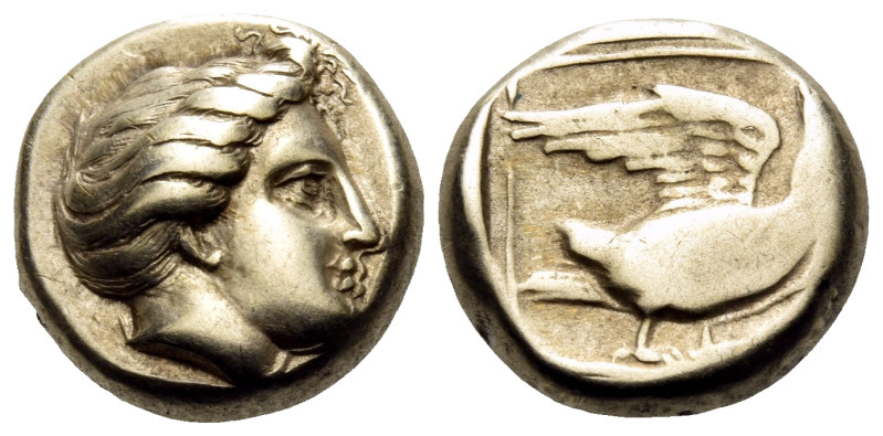 LESBOS. Mytilene. Circa 377-326 BC. Hekte (Electrum, 10 mm, 2.52 g, 4 h). Female...