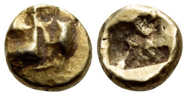 IONIA. Uncertain mint. Circa 625-600 BC. 1/24 Stater (Electrum, 6.5 mm, 0.55 g). Raised swastika pattern. Rev. Quadripartite incuse square. BMFA 1782....