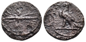 PTOLEMAIC KINGS OF EGYPT. Ptolemy V to Kleopatra VII, Late 3rd-1st centuries BC. (Bronze, 10 mm, 0.81 g, 11 h), Uncertain mint on Cyprus. Vertical win...