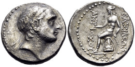 SELEUKID KINGS. Antiochos III ‘the Great’, 223-187 BC. Tetradrachm (Silver, 27 mm, 15.74 g, 12 h), ΔΙ mint, in southern or eastern Syria, c. 202 BC. Δ...