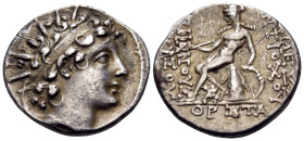 SELEUKID KINGS. Antiochos VI Dionysos, 144-142 BC. Drachm (Silver, 17 mm, 3.90 g, 1 h), Antioch on the Orontes, Dated Seleukid eraa OP (170) = 143/2 B...