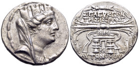 SYRIA, Seleukis and Pieria. Seleukeia Pieria. Autonomous issues, 105/4-83/82 BC. Tetradrachm (Silver, 28 mm, 14.56 g, 12 h), CY ΙΓ (13) = 97/6 BC. Tur...
