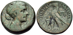 PTOLEMAIC KINGS OF EGYPT. Cleopatra VII Thea Neotera, 51-30 BC. 80 Drachmai or Diobol (Bronze, 26 mm, 15.77 g, 12 h), Alexandria. Diademed and draped ...