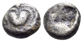 KYRENAIKA. Kyrene. Circa 500-480 BC. Hemiobol (Silver, 6 mm, 0.37 g, 12 h). Silphium fruit. Rev. Incuse square. BMC 9. SNG Copenhagen -. Toned. Slight...