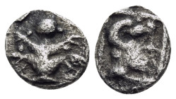 KYRENAIKA. Kyrene. Circa 480-435 BC. Hemiobol (Silver, 6.5 mm, 0.24 g, 2 h). Silphium plant with four leaves (two on each side) and five flowers (one ...