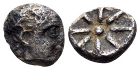 KYRENAIKA. Kyrene. Magas, Ptolemaic governor, circa 304-276 BC. Hemiobol (Silver, 6.5 mm, 0.30 g). Diademed male head to right. Rev. Star with eight r...
