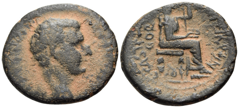 CORINTHIA. Corinth. Tiberius, 14-37. (Bronze, 21 mm, 4.49 g, 6 h), struck under ...