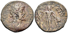 ARCADIA. Thelpusa. Septimius Severus, 193-211. (Bronze, 21 mm, 4.08 g, 11 h). Λ CΕΠΤΙ CΕΟΥΡΟC CΕΒ Laureate, draped and cuirassed bust of Septimius Sev...